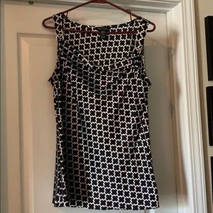 WHBM sleeveless black print top M